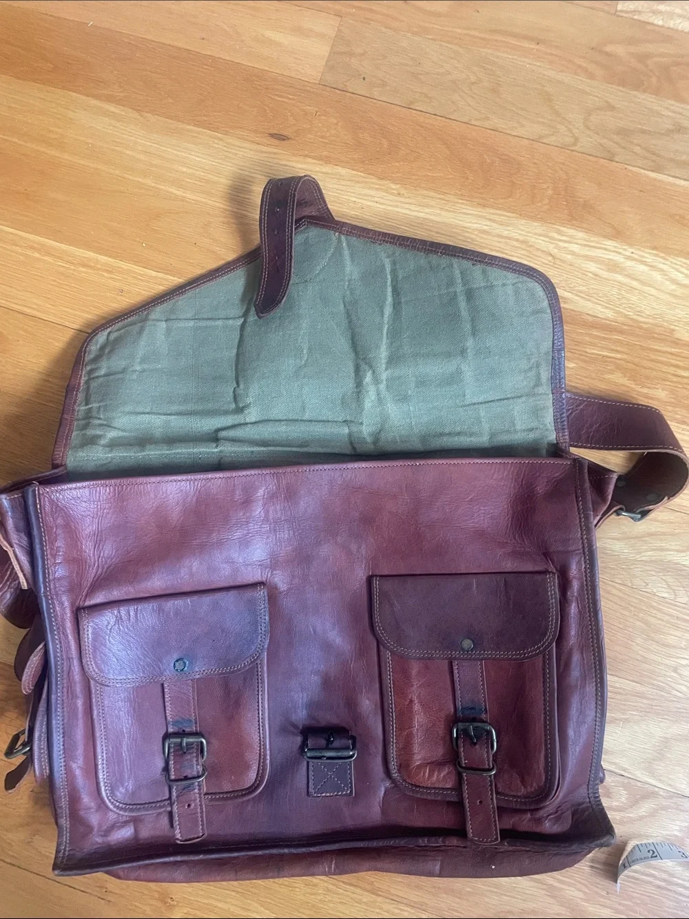 Komar Passion Vintage Brown Leather Messenger Bag Adjustable Strap (OL3)